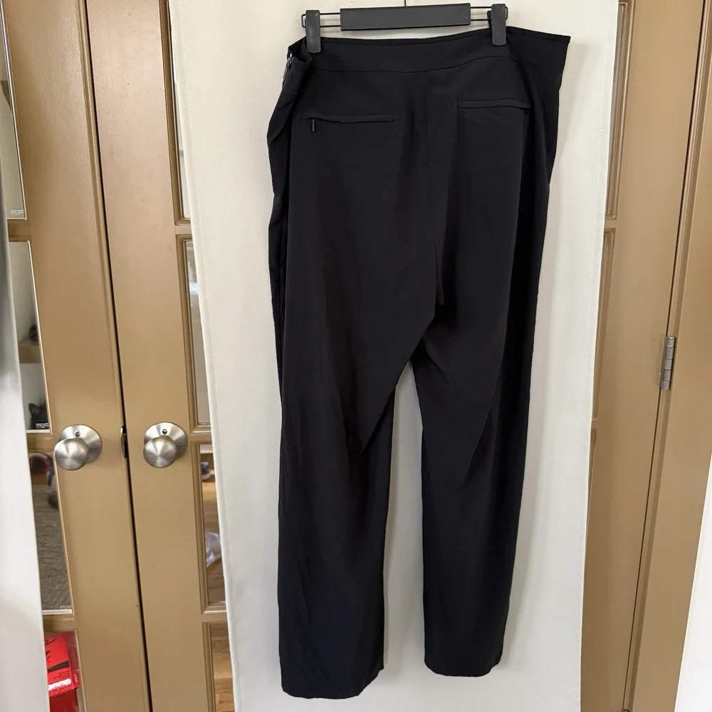 Athleta Womens 16 Black Gramercy Park Trouser Wide Leg Pants Ankle Snaps Bottoms - Picture 5 of 10